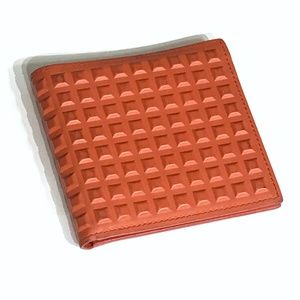 BALENCIAGA  ORANGE STUD BI FOLD WALLET